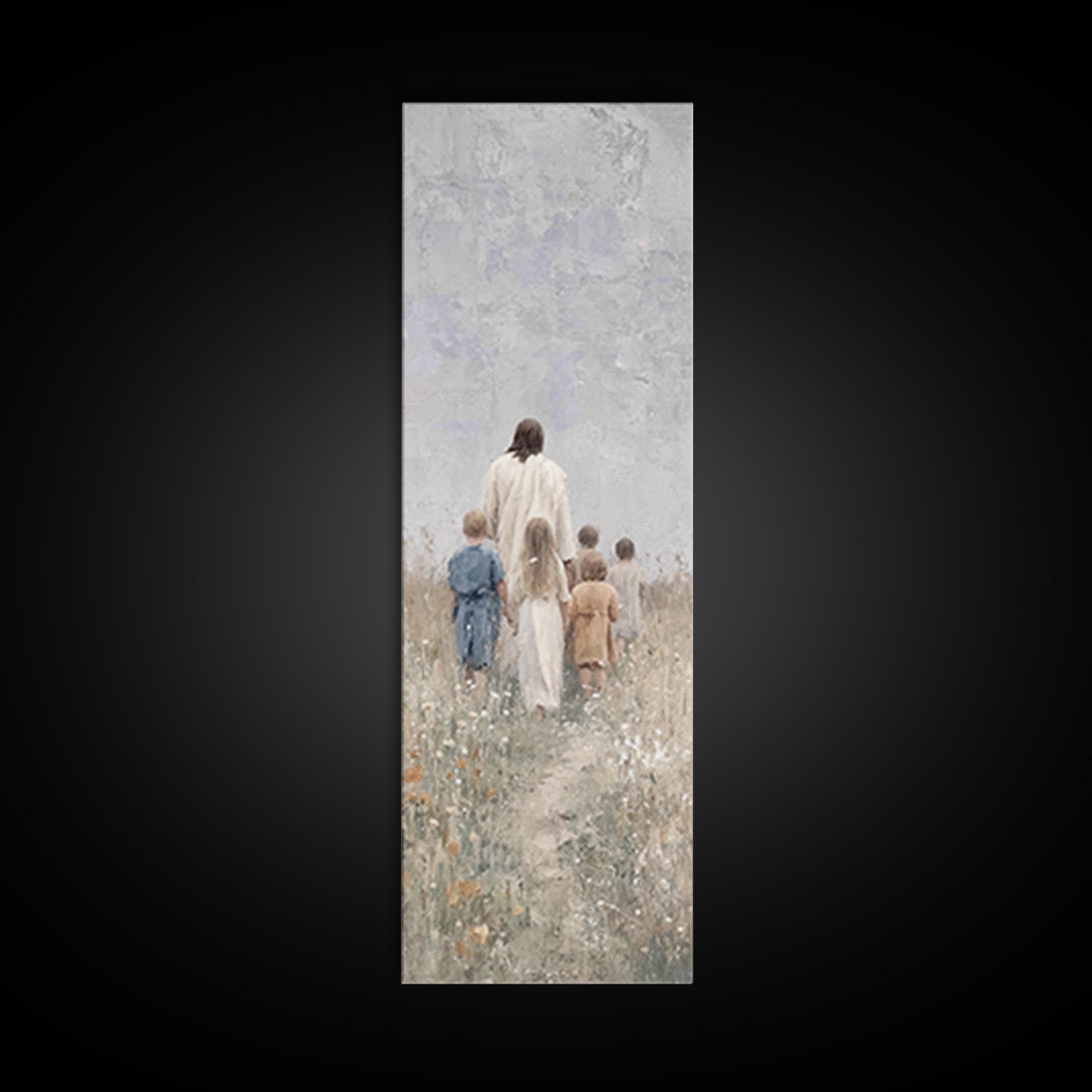 Path Of Grace, Framed Canvas Print, Christian Art Canvas, Jesus Painting, Christian Wall Art, Skinny Art, Christian Christmas Art