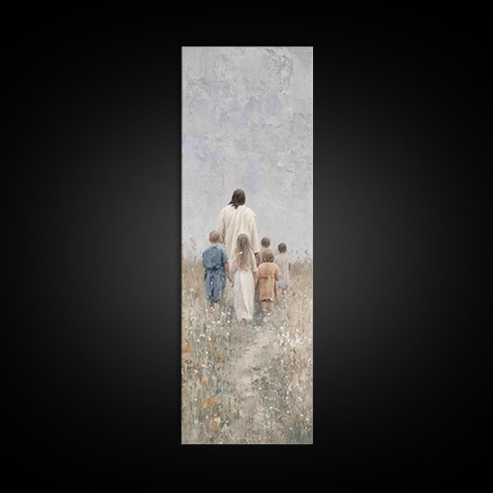 Path Of Grace, Framed Canvas Print, Christian Art Canvas, Jesus Painting, Christian Wall Art, Skinny Art, Christian Christmas Art