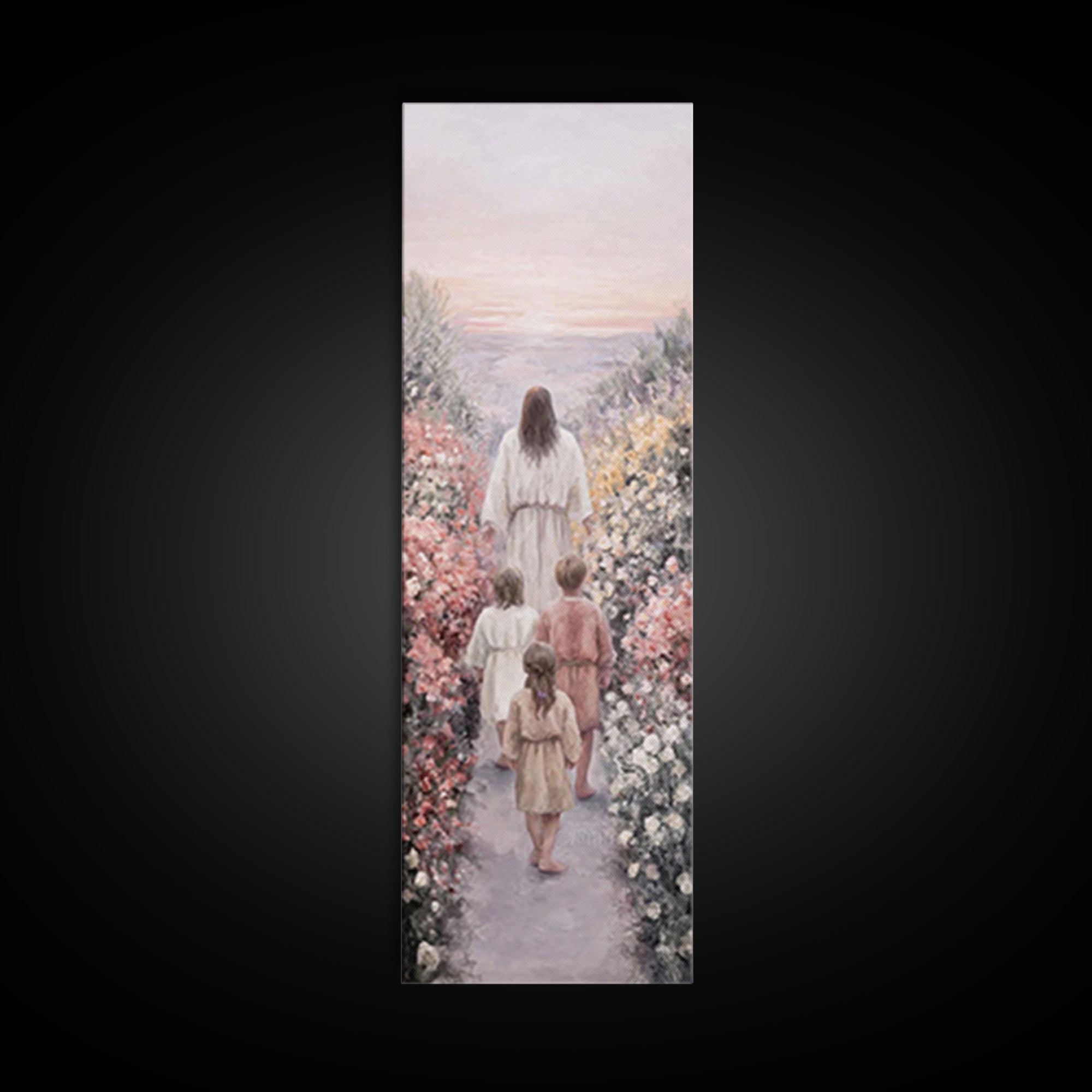 Morning With Christ | Framed Canvas Print | Christian Wall Art | Christian Art Canvas | Jesus Painting | Tall Skinny Art Print