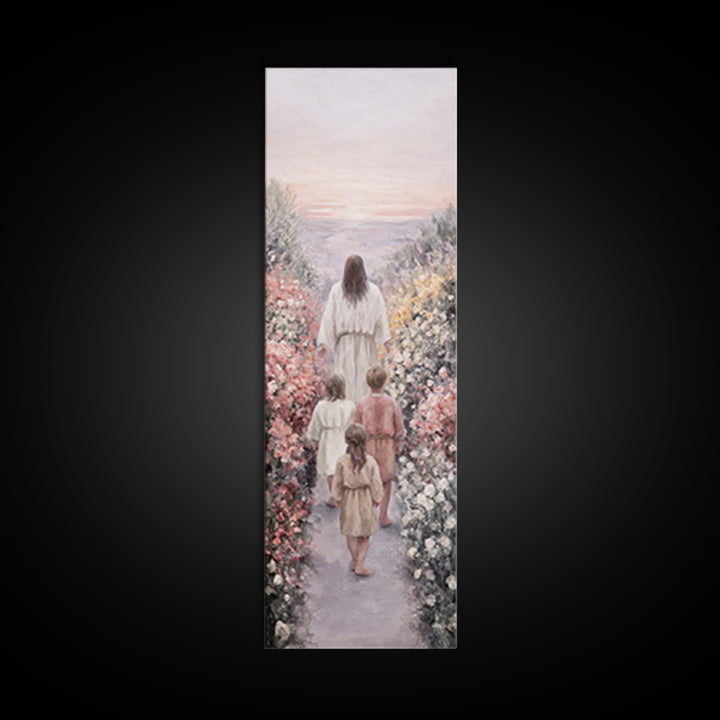Morning With Christ | Framed Canvas Print | Christian Wall Art | Christian Art Canvas | Jesus Painting | Tall Skinny Art Print