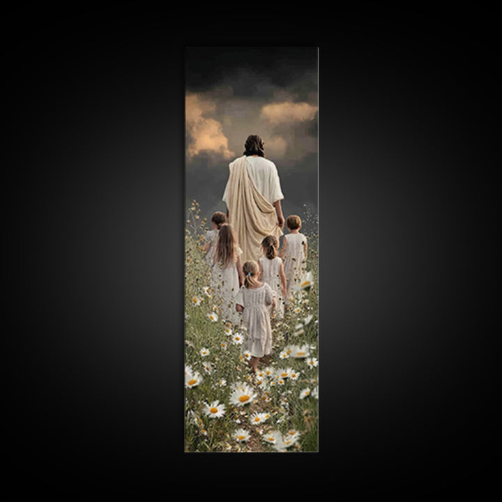 Walk In Faith | Framed Canvas Print | Christian Art Canvas | Christian Wall Art | Jesus Painting | Skinny Art