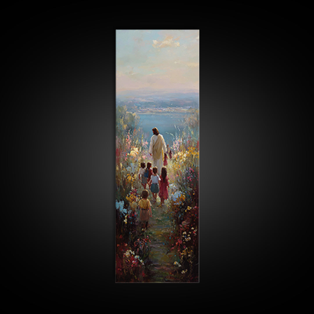 Horizon Of Peace, Framed Canvas Print, Christian Wall Art, Christian Art Canvas, Jesus Painting, Narrow Art