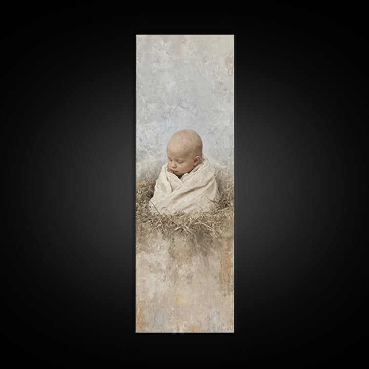 Silent Nativity Stillness – Framed Canvas Print – Christian Art Canvas – Christian Wall Art – Jesus Painting – Skinny Art
