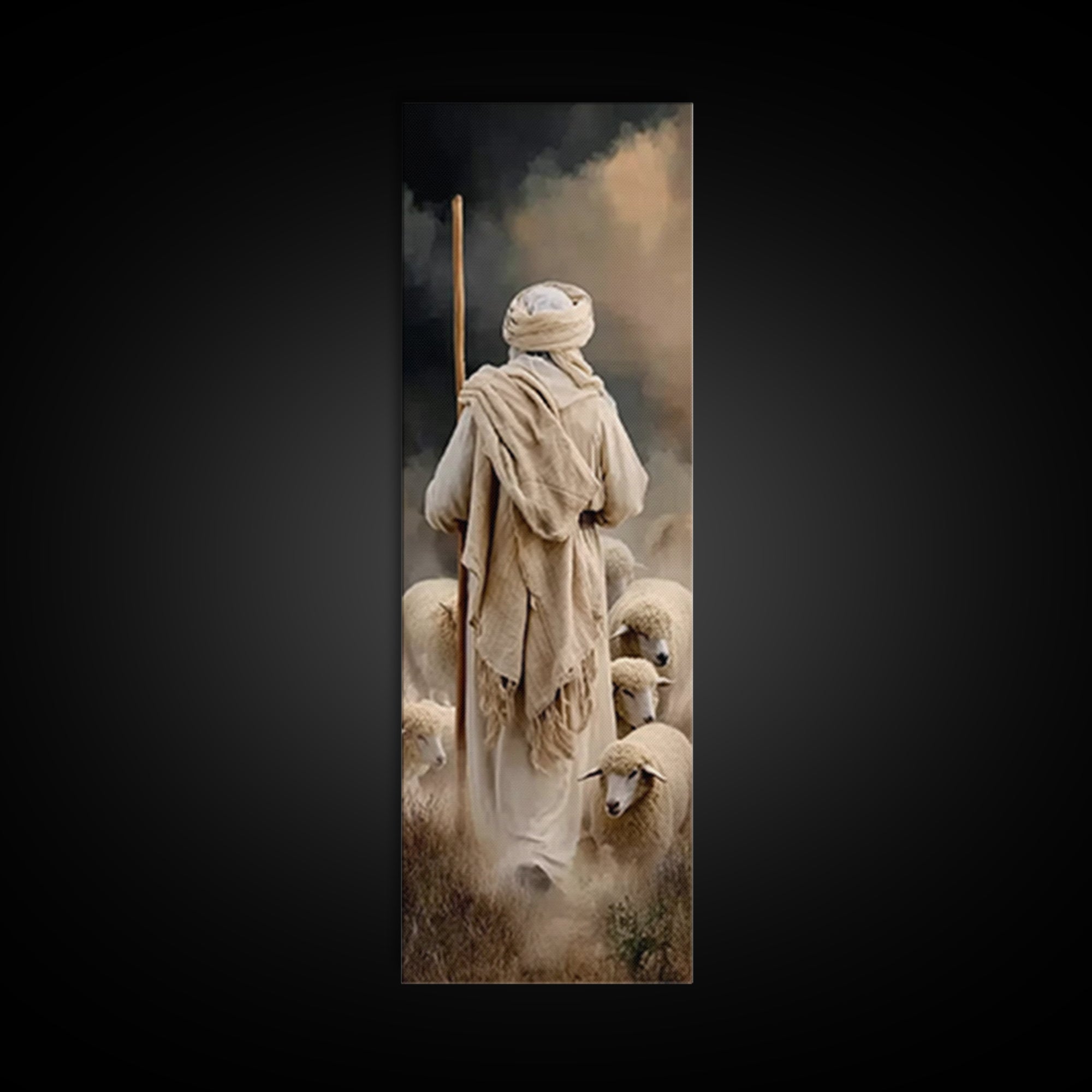 Shepherd’s Faith Walk – Framed Canvas Print – Christian Wall Art – Christian Art Canvas – Jesus Painting – Narrow Art