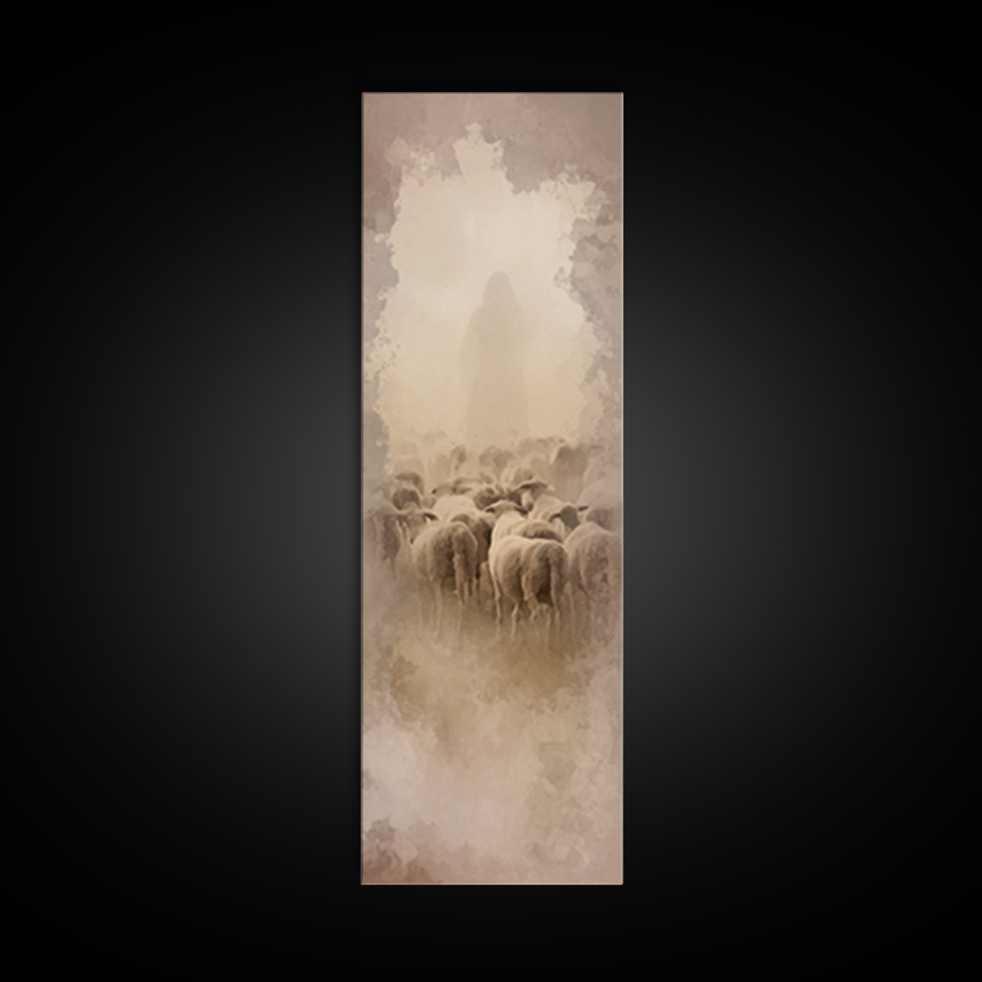 Sacred Dawn Haze | Framed Canvas Print | Christian Art Canvas | Tall Skinny Art Print | Jesus Christmas Art | Modern Christian Art | Christ