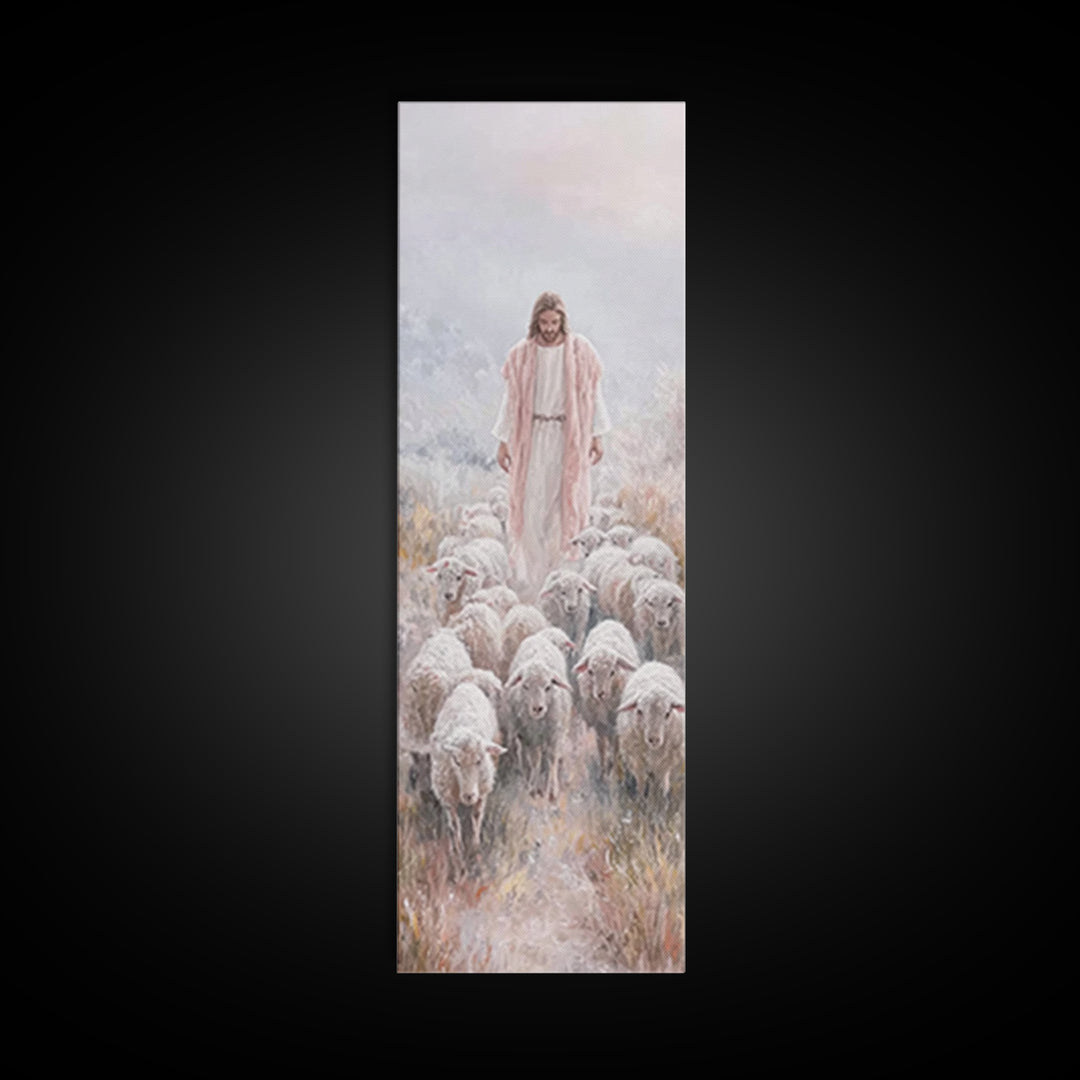 Radiant Flock Grace – Framed Canvas Print – Christian Art – Narrow Art – Jesus Painting Canvas – Christian Christmas Art – Modern Christian