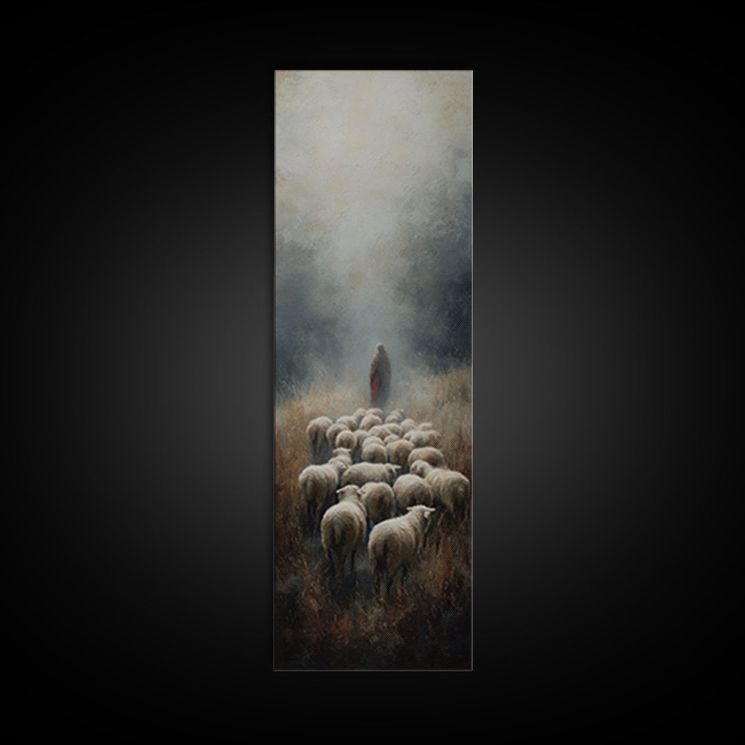 Guiding Light Meadow – Framed Canvas Print – Christian Christmas Art – Narrow Art – Jesus Painting – Christian Art Canvas – Christian Wall