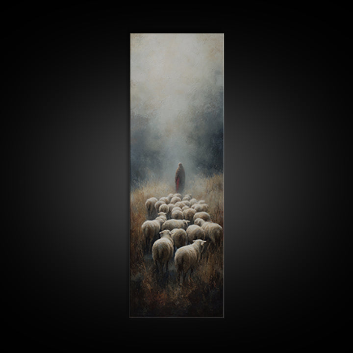 Guiding Light Meadow – Framed Canvas Print – Christian Christmas Art – Narrow Art – Jesus Painting – Christian Art Canvas – Christian Wall