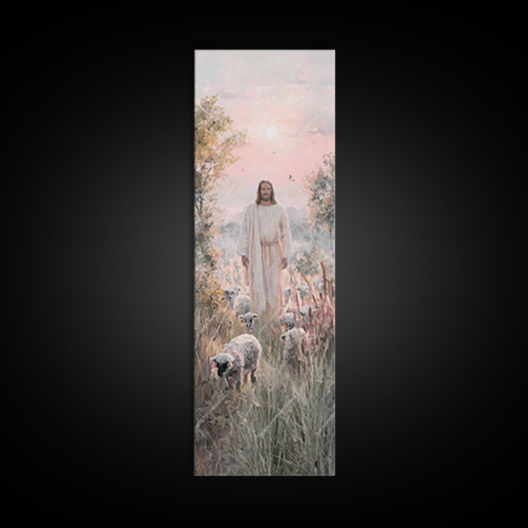 Grace In The Meadow – Framed Canvas Print – Christian Art Canvas – Christian Wall Art – Jesus Painting – Skinny Art – Christian Christmas A