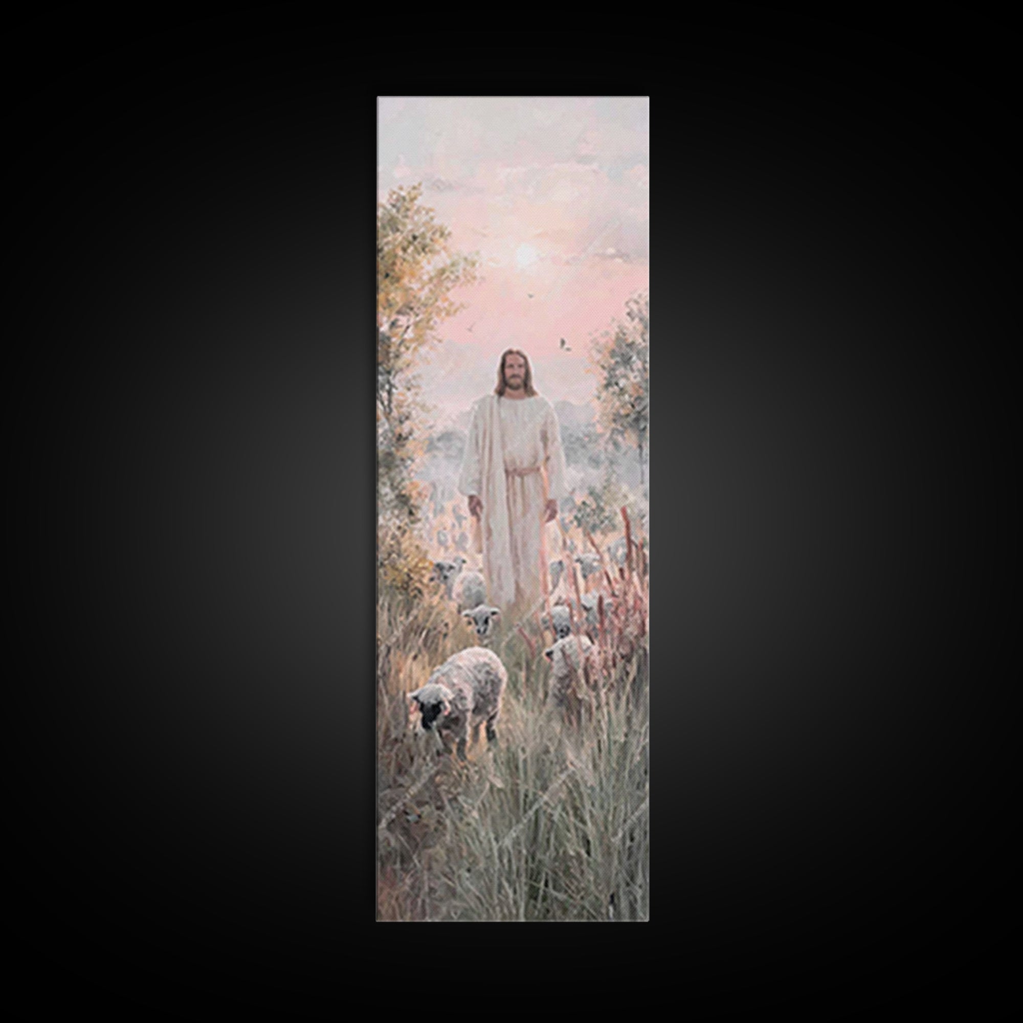 Grace In The Meadow – Framed Canvas Print – Christian Art Canvas – Christian Wall Art – Jesus Painting – Skinny Art – Christian Christmas A