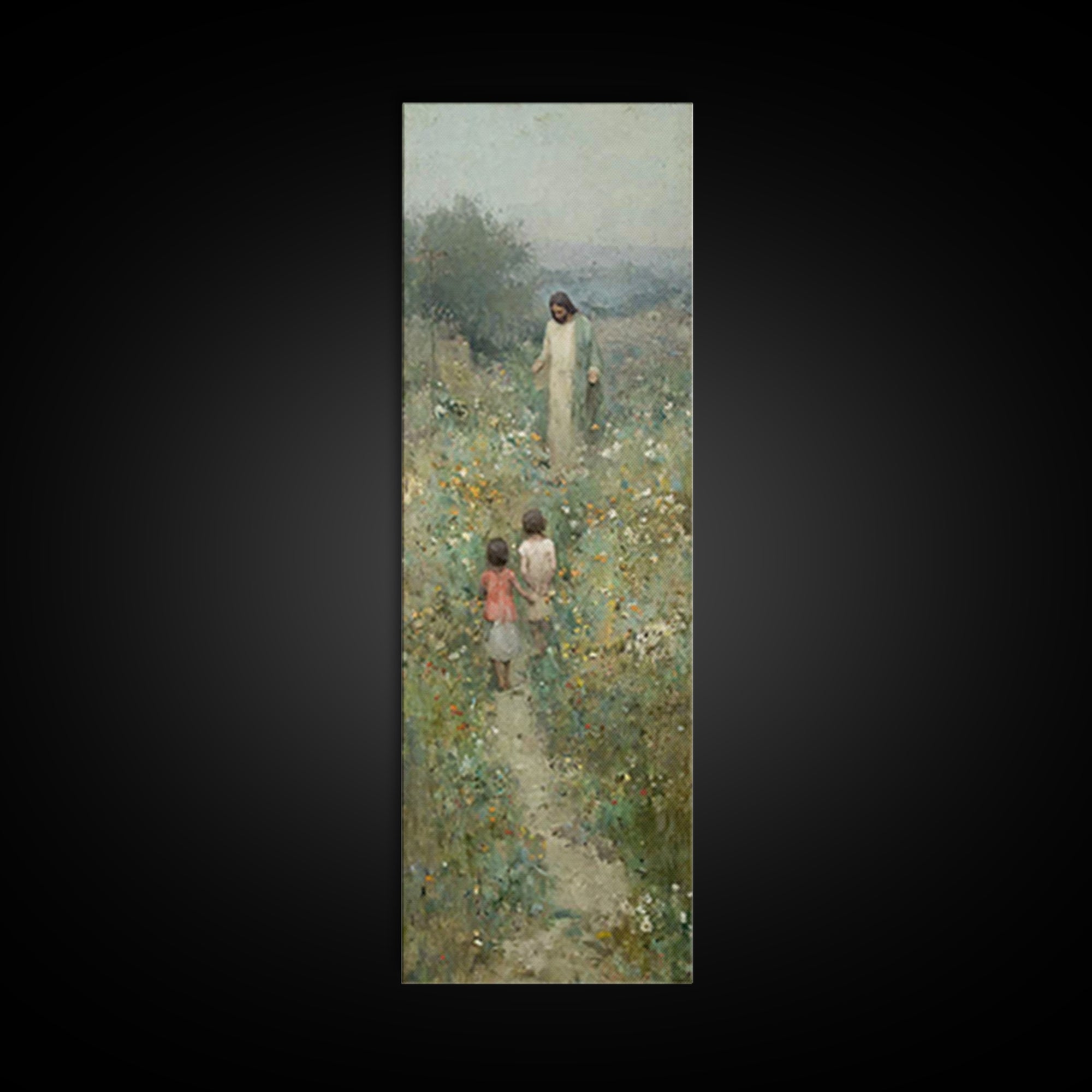 Blooming Promise – Framed Canvas Print – Christian Art Canvas – Christian Wall Art – Jesus Painting – Narrow Art – Christian Christmas Art
