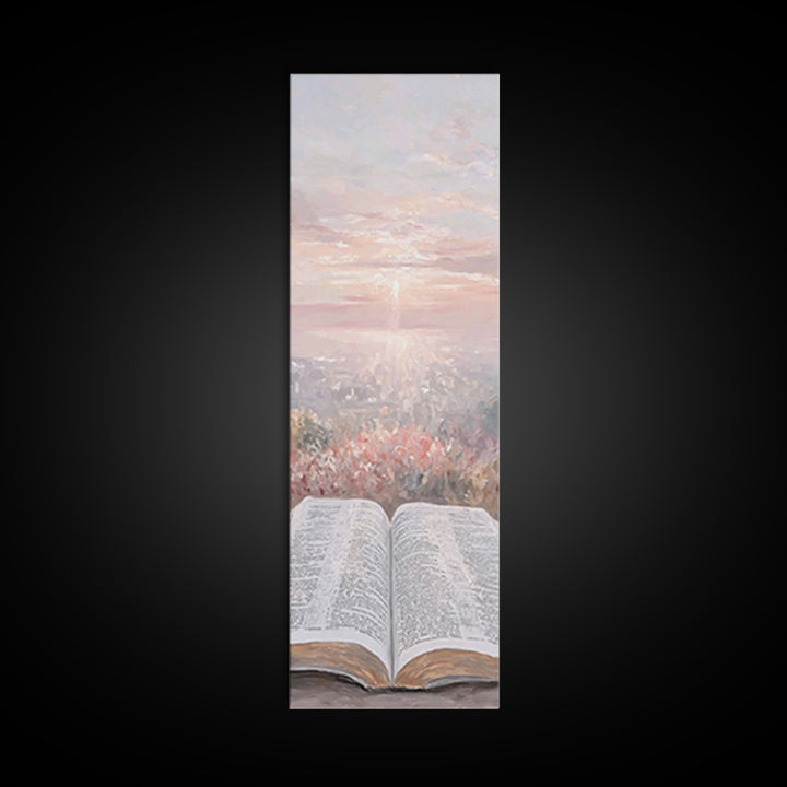 Dawn Of Scripture – Framed Canvas Print – Narrow Art – Christian Art – Christian Art Canvas – Christian Wall Art – Christmas Art – Christia