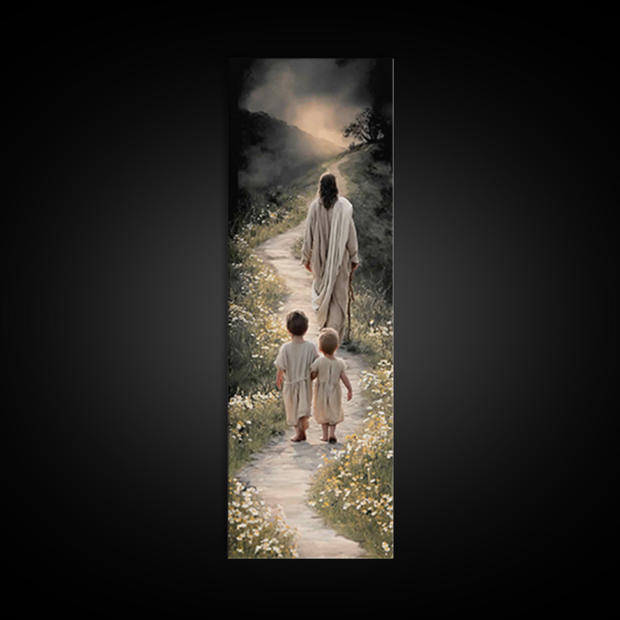 Light Of Guidance | Framed Canvas Print | Christian Art Canvas | Tall Narrow Wall Art | Jesus Painting | Christian Wall Art | Christmas Art