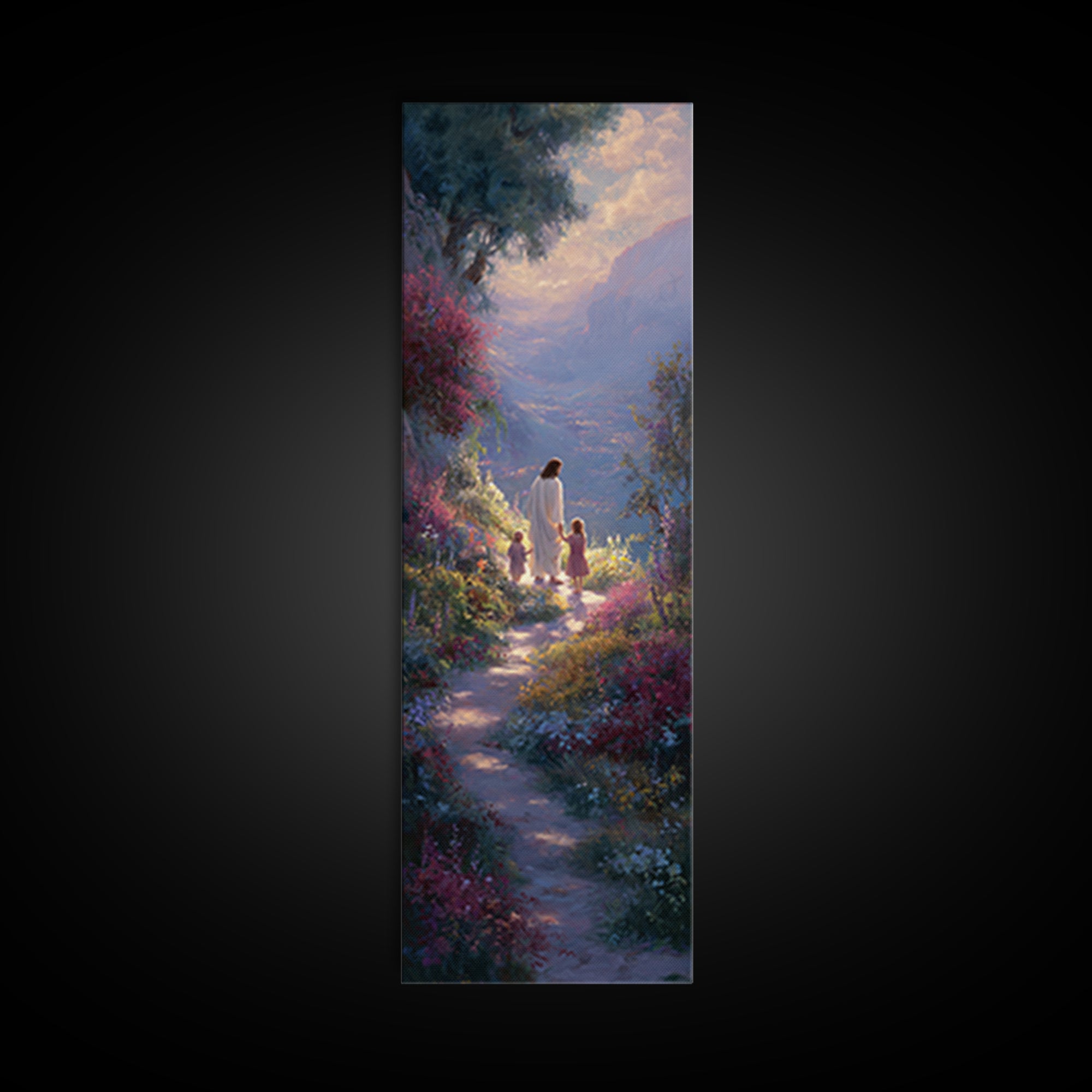 Valley Of Peace, Framed Canvas Print, Christian Art Canvas, Skinny Art, Christian Wall Art, Jesus Painting, Christmas Art