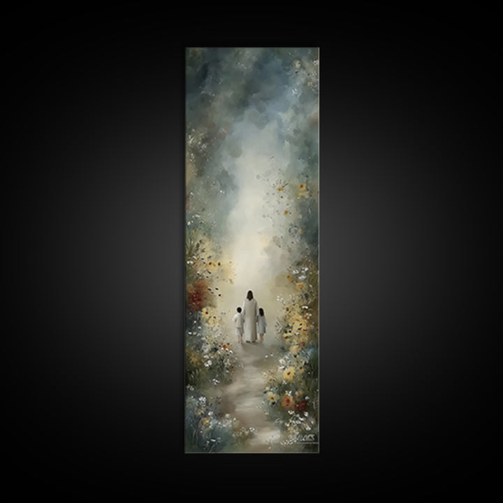 Floral Haven | Framed Canvas Print | Christian Art Print | Narrow Art | Jesus Painting | Christian Wall Art | Christmas Art