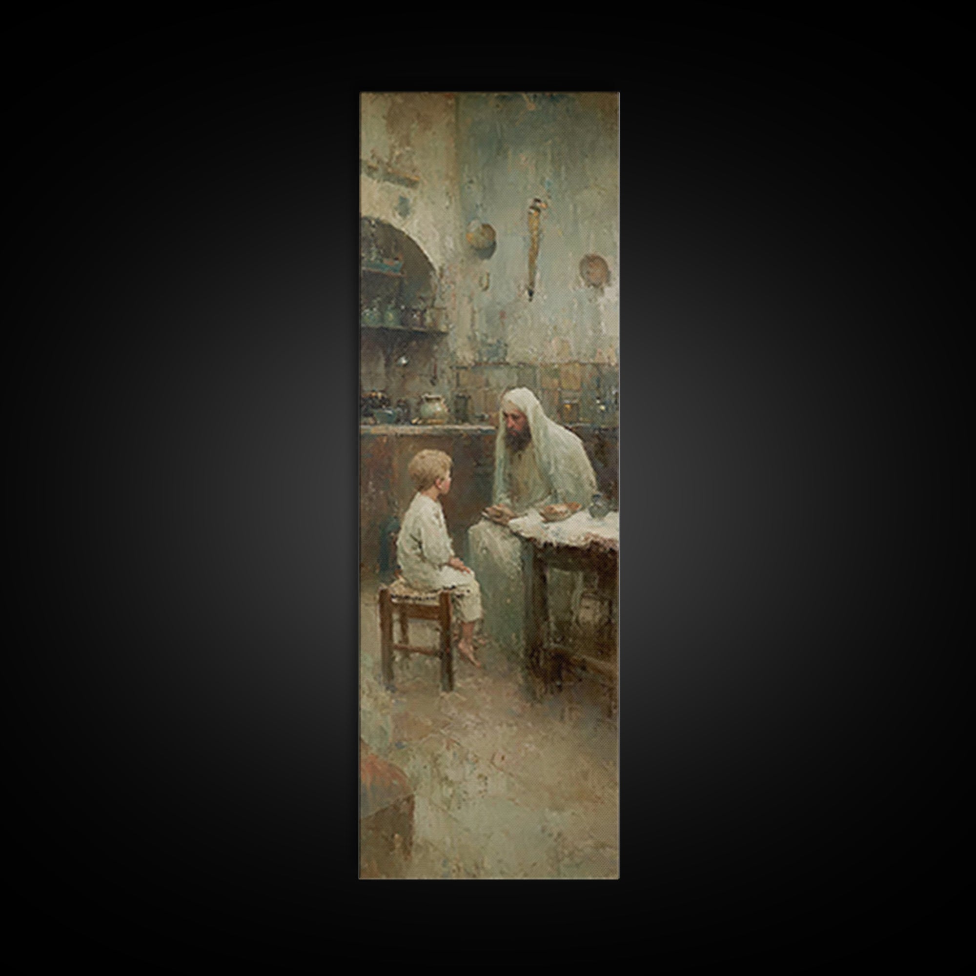Quiet Teaching – Framed Canvas Print – Christian Art Canvas – Narrow Art – Christian Wall Art – Jesus Painting – Christmas Art