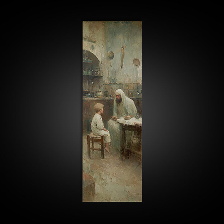 Quiet Teaching – Framed Canvas Print – Christian Art Canvas – Narrow Art – Christian Wall Art – Jesus Painting – Christmas Art