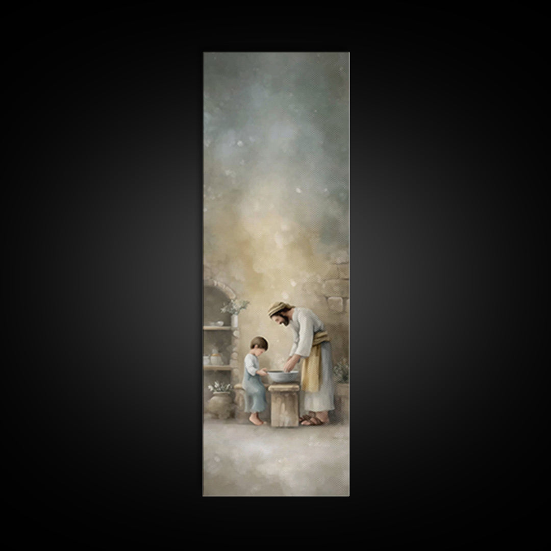 Humble Lessons | Framed Canvas Print | Christian Wall Art | Skinny Art | Christian Art Canvas | Jesus Painting | Christmas Art