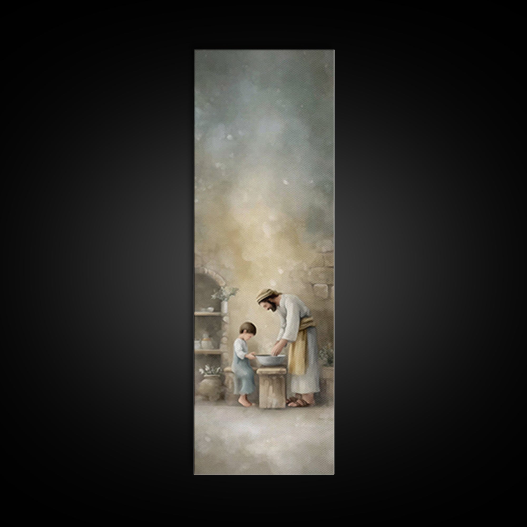Humble Lessons | Framed Canvas Print | Christian Wall Art | Skinny Art | Christian Art Canvas | Jesus Painting | Christmas Art