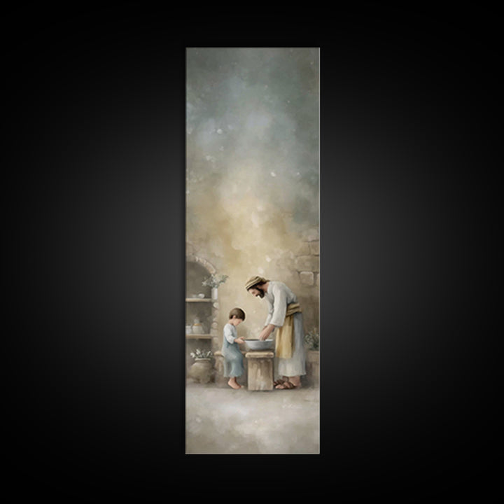 Humble Lessons | Framed Canvas Print | Christian Wall Art | Skinny Art | Christian Art Canvas | Jesus Painting | Christmas Art