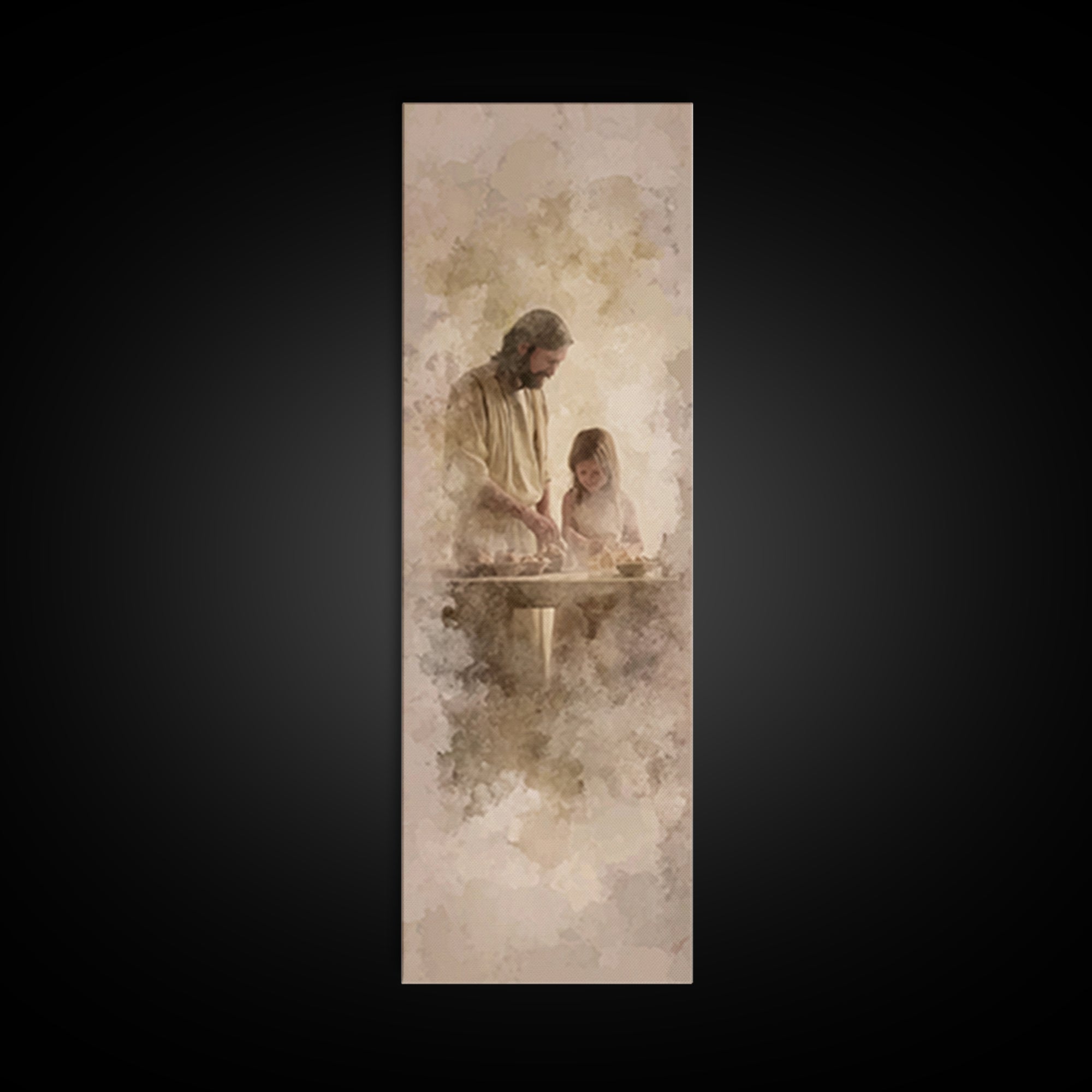 Hands Of Blessing – Framed Canvas Print – Christian Art Print – Tall Skinny Art Print – Christian Wall Art – Jesus Painting – Christmas Art