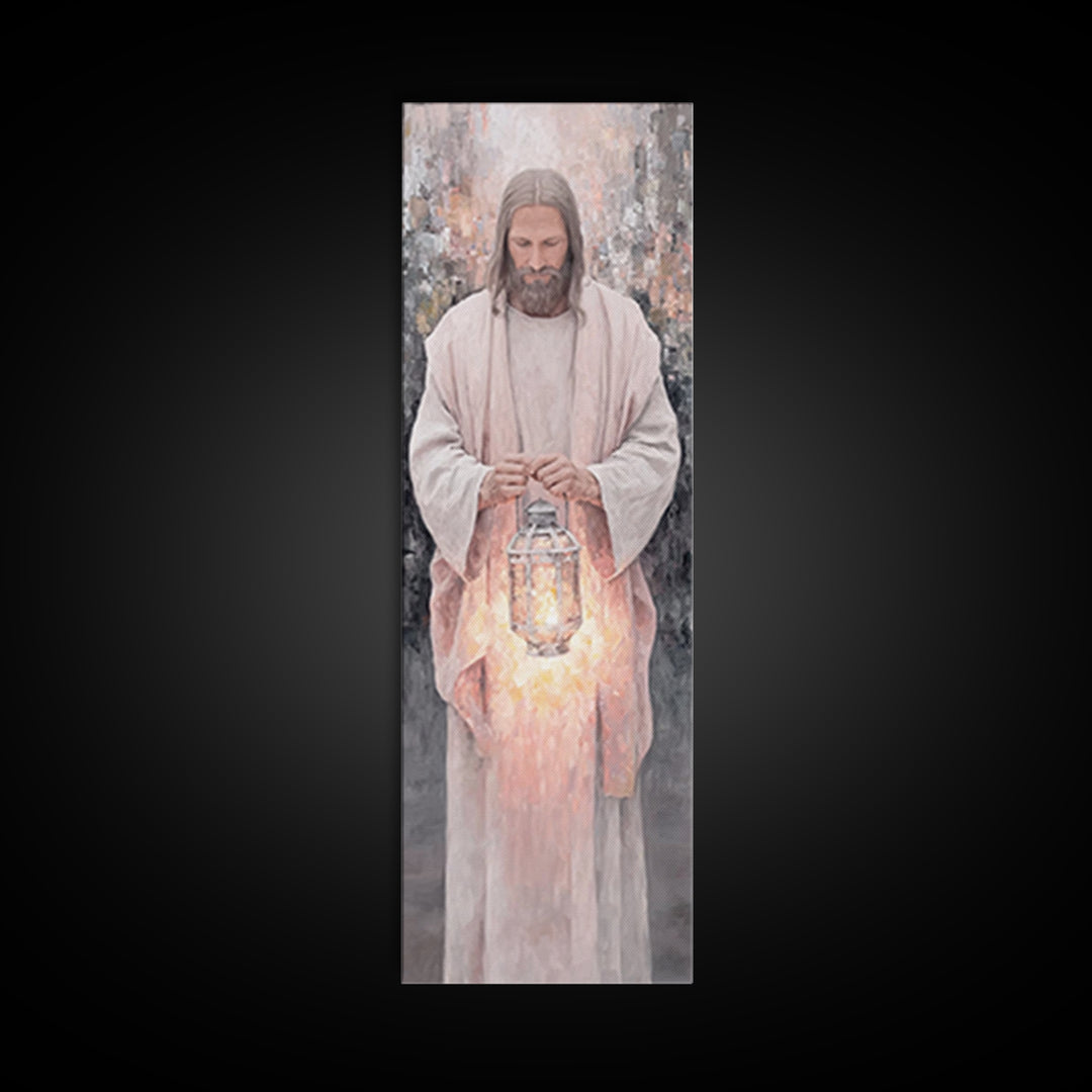 Radiant Night Watch – Framed Canvas Print – Christian Art Canvas – Skinny Art – Jesus Painting – Christian Wall Art – Narrow Art – Minimali