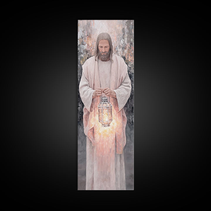 Radiant Night Watch – Framed Canvas Print – Christian Art Canvas – Skinny Art – Jesus Painting – Christian Wall Art – Narrow Art – Minimali