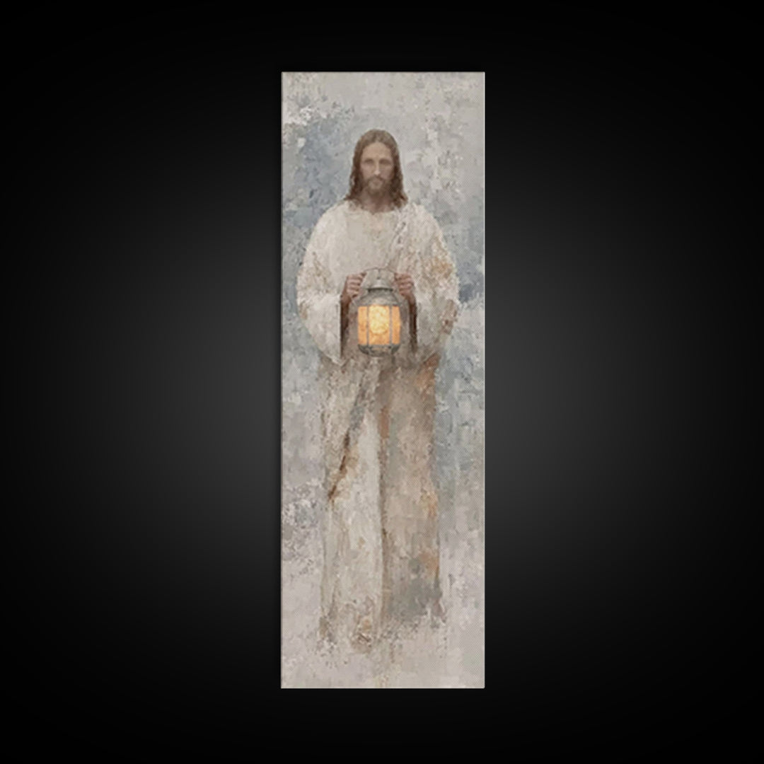 Calm Midnight Guide – Framed Canvas Print – Christian Wall Art – Jesus Painting – Christian Art Canvas – Skinny Art – Narrow Art – Modern C