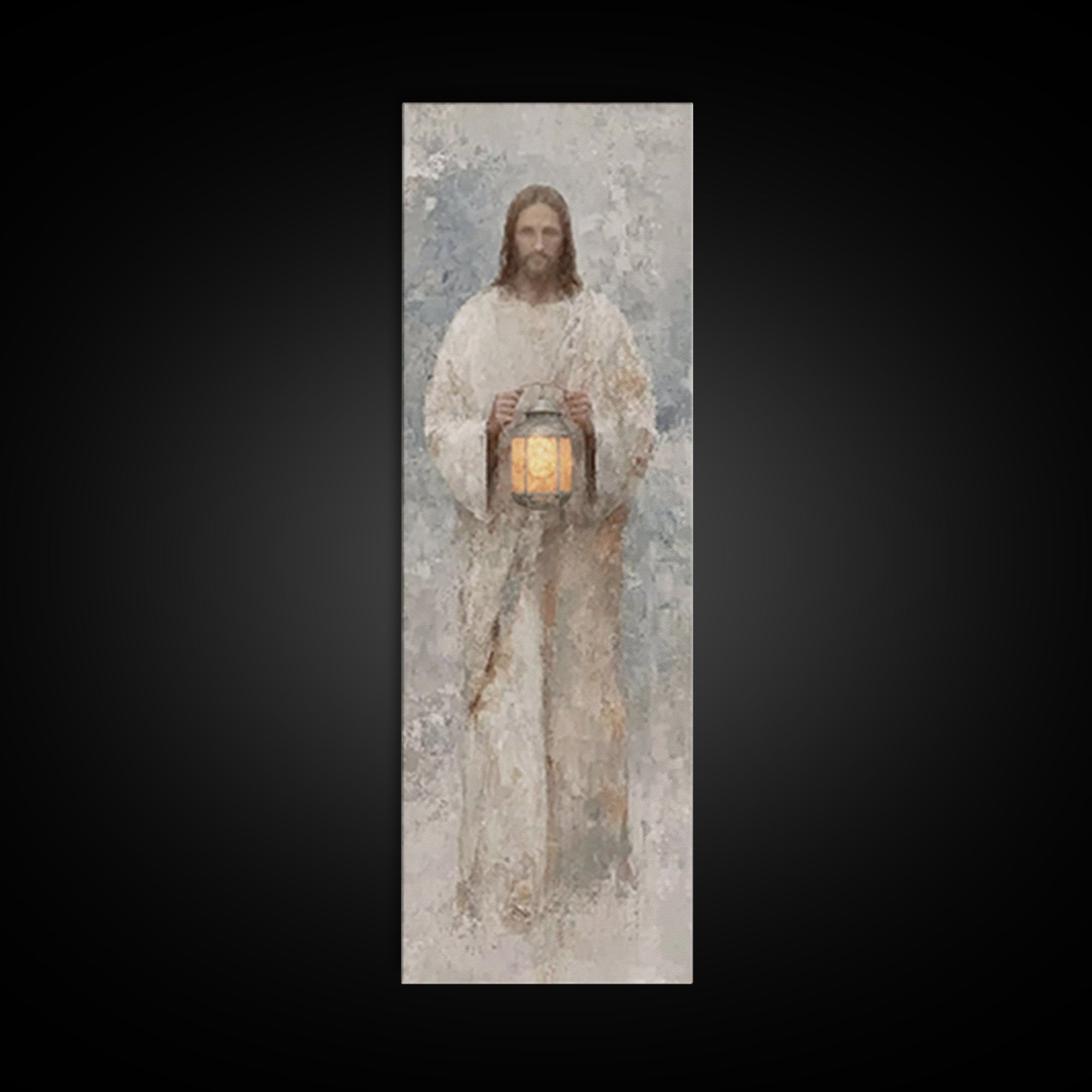 Calm Midnight Guide – Framed Canvas Print – Christian Wall Art – Jesus Painting – Christian Art Canvas – Skinny Art – Narrow Art – Modern C