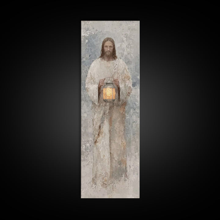 Calm Midnight Guide – Framed Canvas Print – Christian Wall Art – Jesus Painting – Christian Art Canvas – Skinny Art – Narrow Art – Modern C