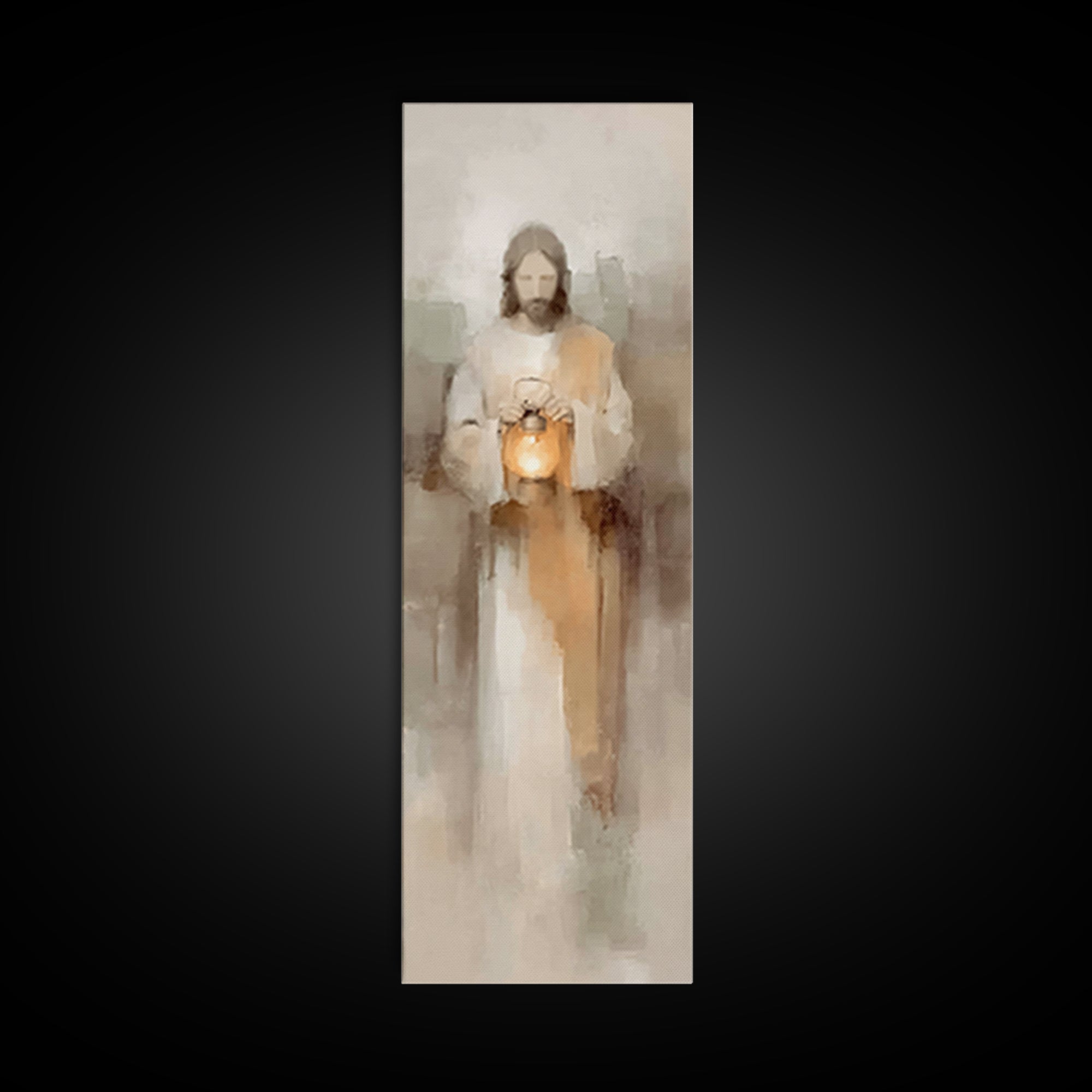 Stillness Of Light – Framed Canvas Print – Christian Art Canvas – Jesus Painting – Christian Wall Art – Skinny Art – Narrow Art – Modern Ch