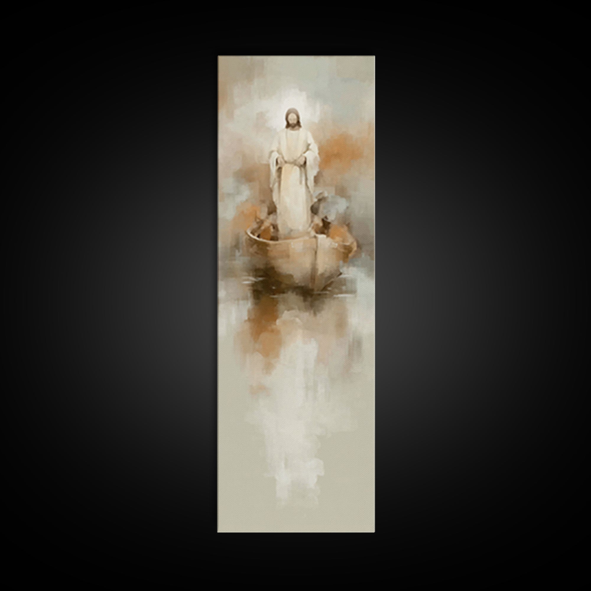 Harbor Of Peace – Framed Canvas Print – Tall Skinny Art Print – Christian Wall Art – Jesus Painting – Christian Art Canvas – Christmas Art
