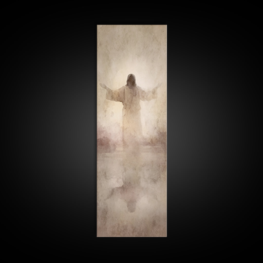 Radiant Dawn Calm | Framed Canvas Print | Narrow Art | Christian Art Canvas | Jesus Painting | Christian Christmas Art | Modern Christian A