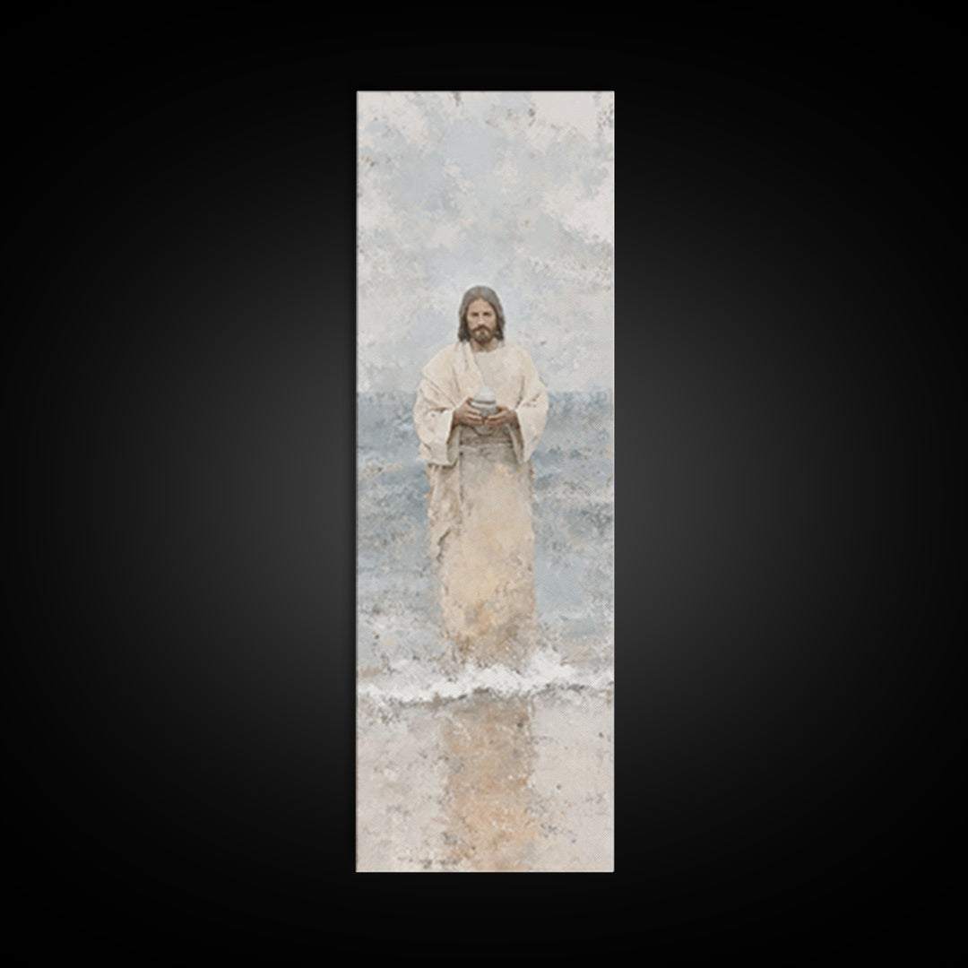 Heavenly Tide Path – Framed Canvas Print – Tall Narrow Wall Art – Christian Art Print – Jesus Painting – Christian Art Canvas – Christmas A