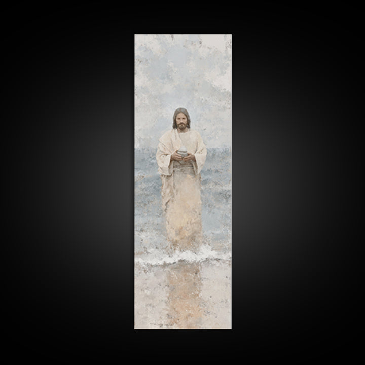 Heavenly Tide Path – Framed Canvas Print – Tall Narrow Wall Art – Christian Art Print – Jesus Painting – Christian Art Canvas – Christmas A