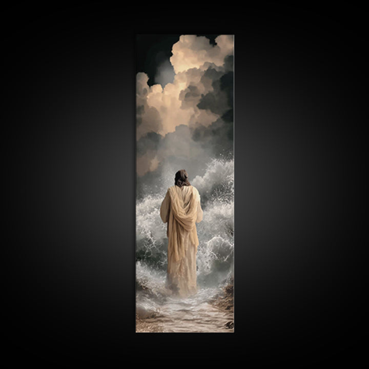 Eternal Sea Quiet | Framed Canvas Print | Skinny Art | Christian Wall Art | Jesus Painting | Christian Art Work | Christmas Art