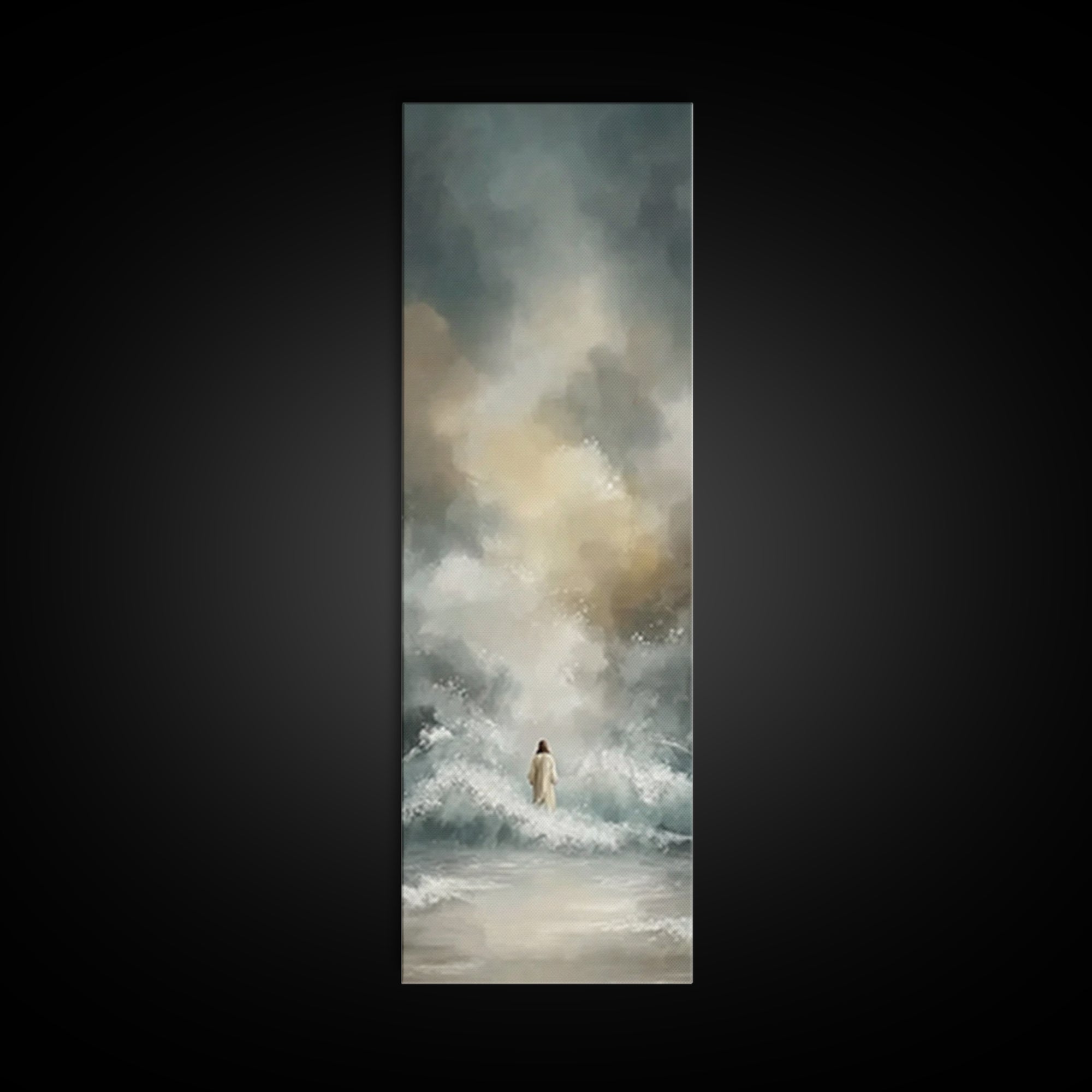 Cliffside Hope Rise – Framed Canvas Print – Tall Skinny Art Print – Christian Painting – Christian Art Canvas – Jesus Painting – Christmas