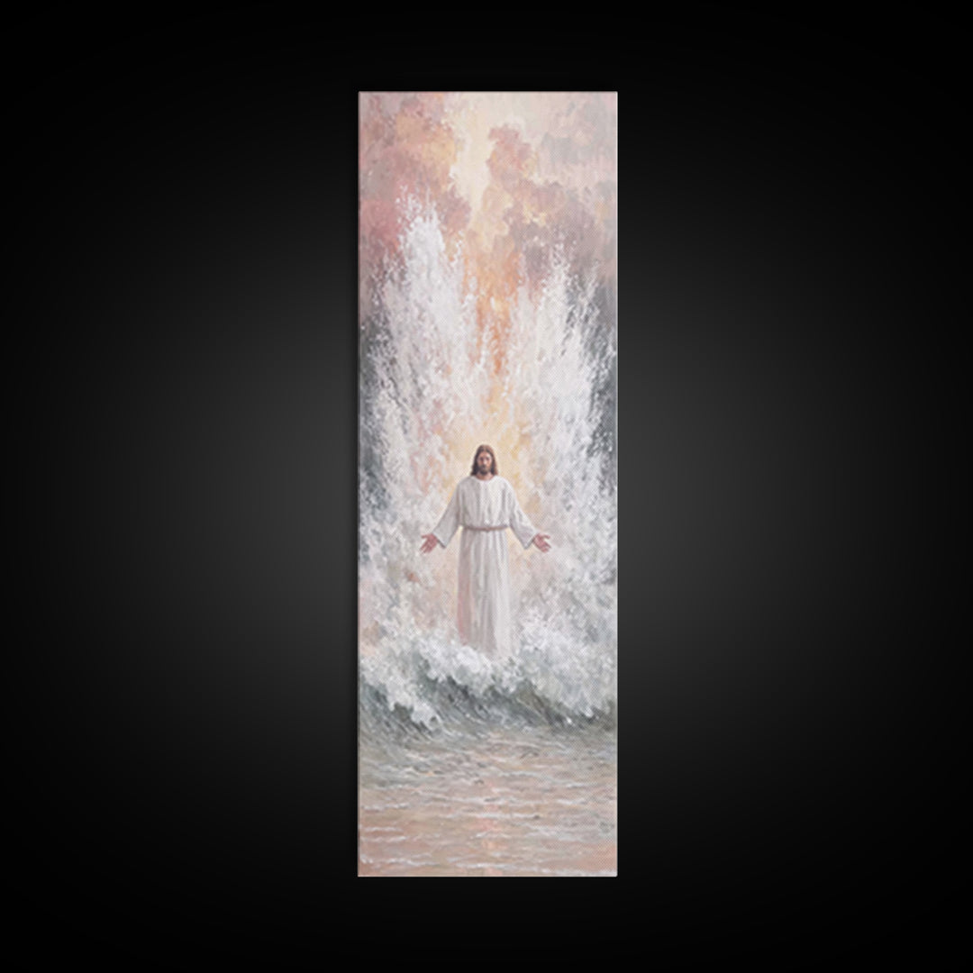 Heavenly Ascent | Framed Canvas Print | Tall Narrow Wall Art | Christian Wall Art | Jesus Painting | Christian Art Canvas | Christmas Art