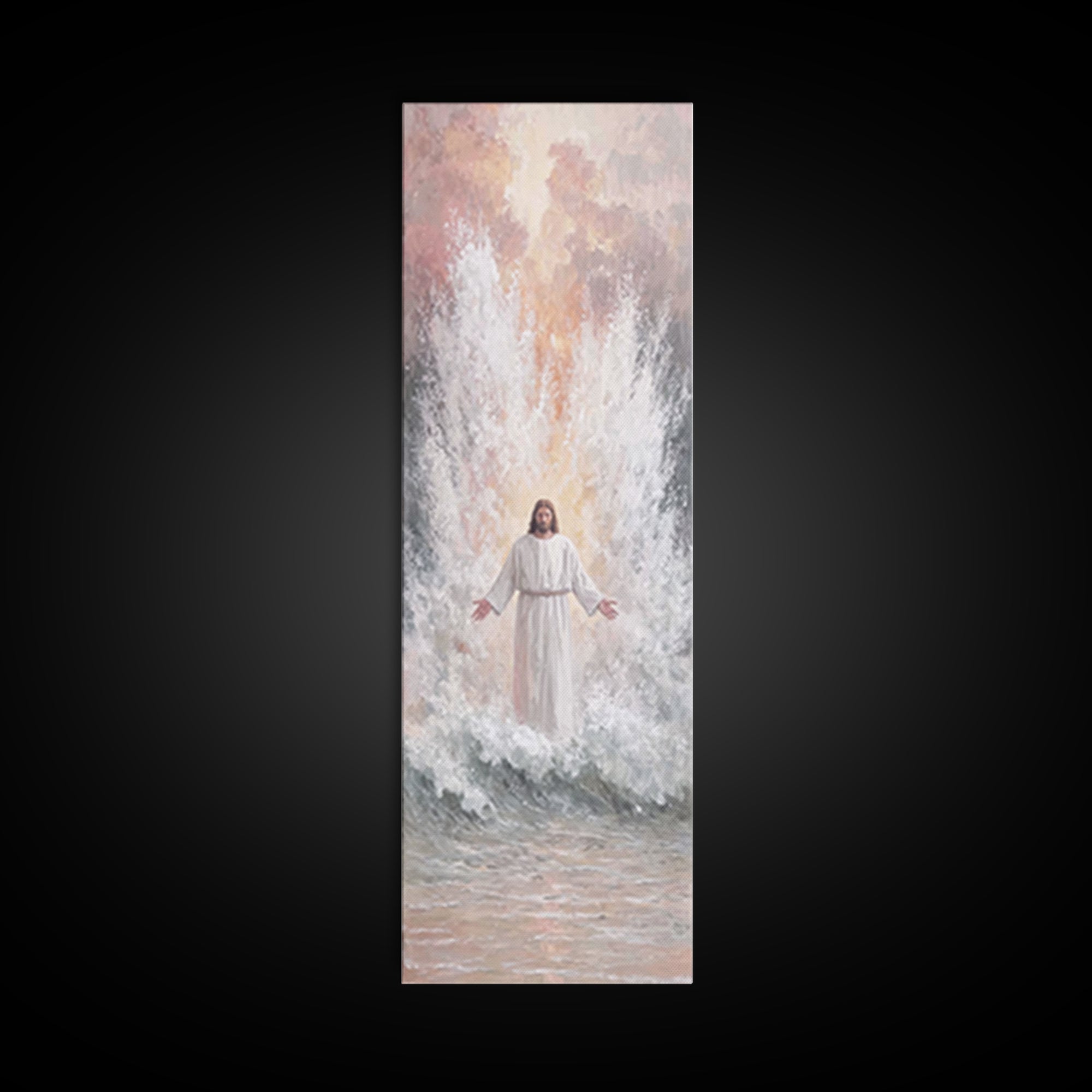 Heavenly Ascent | Framed Canvas Print | Tall Narrow Wall Art | Christian Wall Art | Jesus Painting | Christian Art Canvas | Christmas Art
