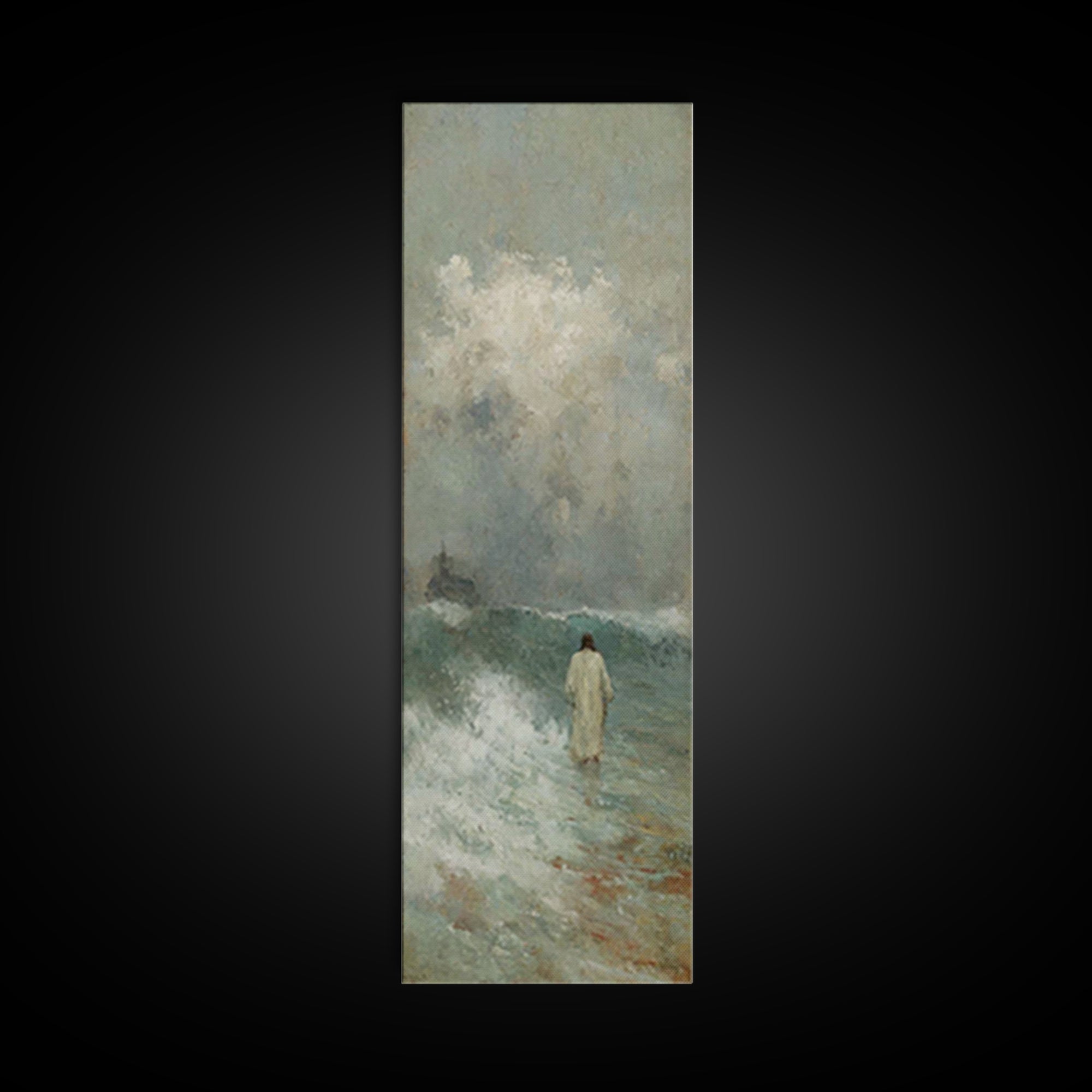 Stormless Grace, Framed Canvas Print, Tall Skinny Art Print, Christian Wall Art, Jesus Painting, Christian Canvas, Christmas Art