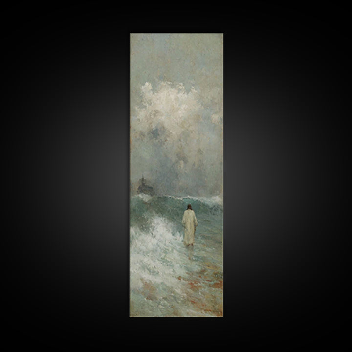 Stormless Grace, Framed Canvas Print, Tall Skinny Art Print, Christian Wall Art, Jesus Painting, Christian Canvas, Christmas Art