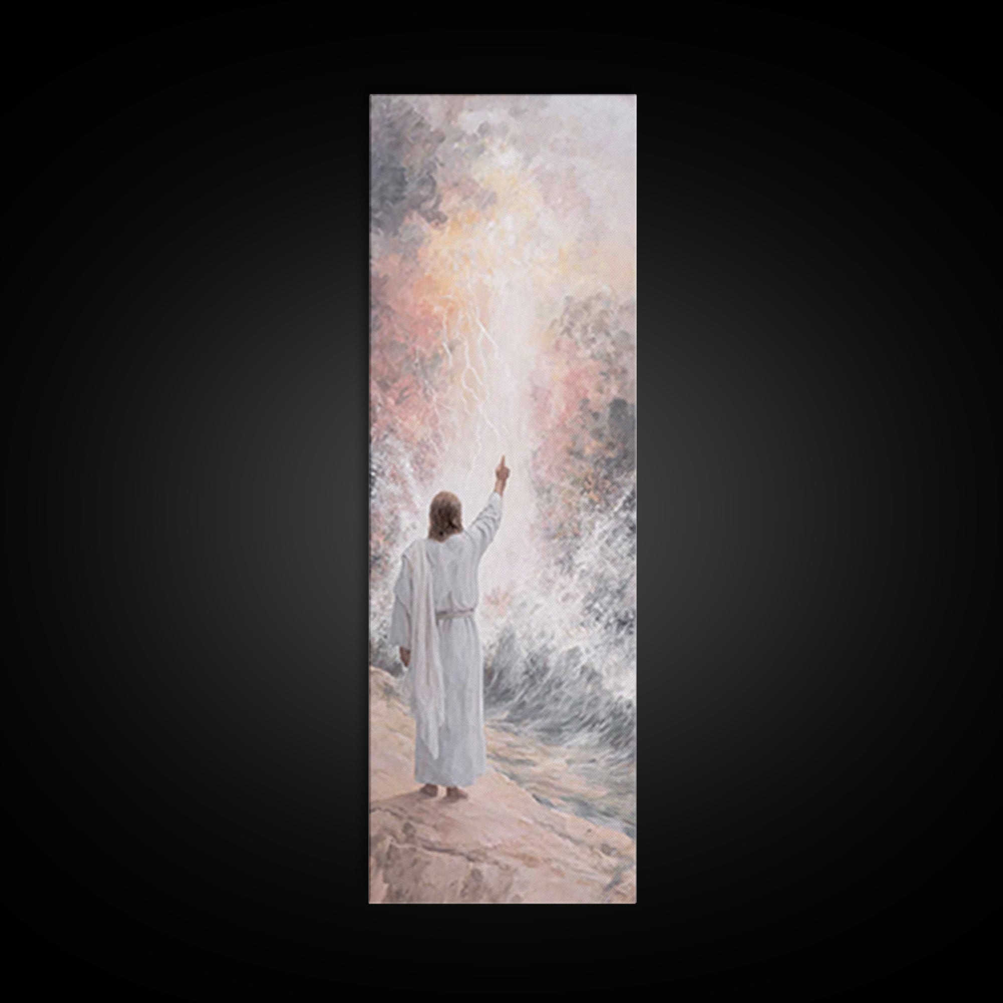 Light of Promise, Framed Canvas Print, Narrow Art, Christian Art Canvas, Jesus Painting, Christian Gift Ideas, Christmas Decor