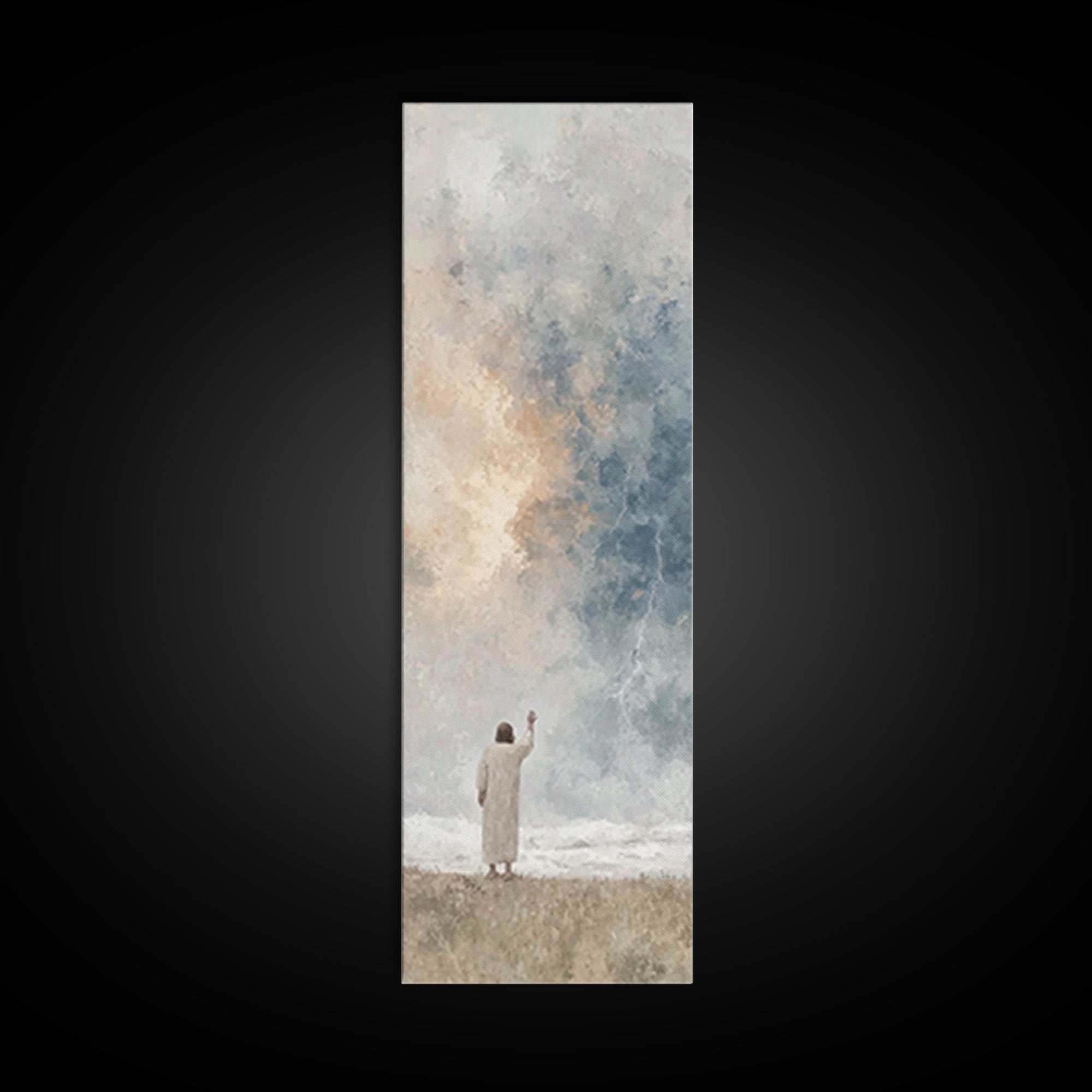Thunder Glory | Framed Canvas Print | Tall Skinny Art Print | Christian Wall Art | Jesus Painting | Christian Christmas Art | Christian Dec
