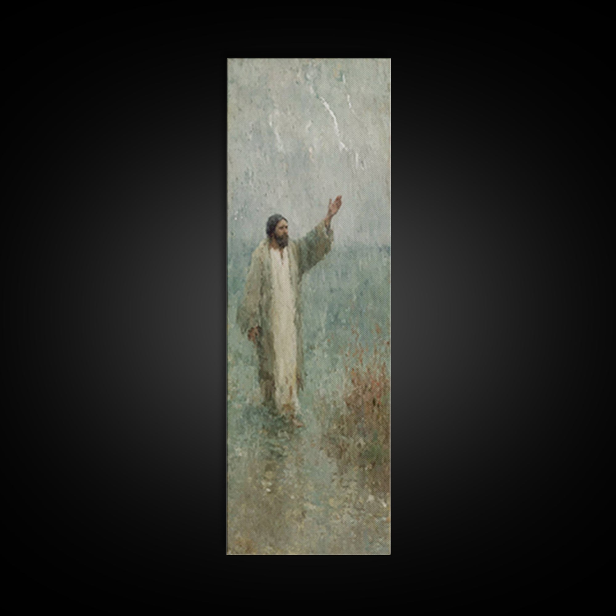 Eternal Shelter, Framed Canvas Print, Tall Narrow Wall Art, Christian Art, Jesus Painting, Christian Canvas, Christmas Art