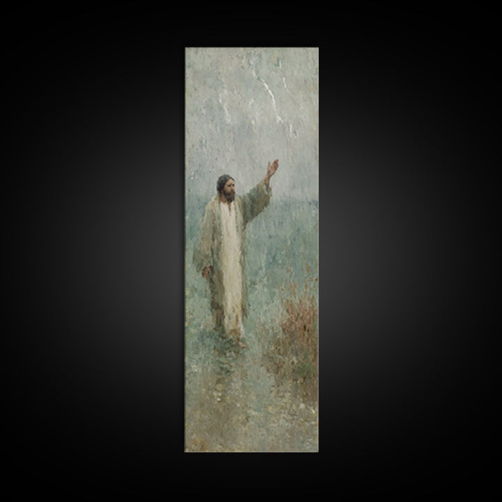 Eternal Shelter, Framed Canvas Print, Tall Narrow Wall Art, Christian Art, Jesus Painting, Christian Canvas, Christmas Art