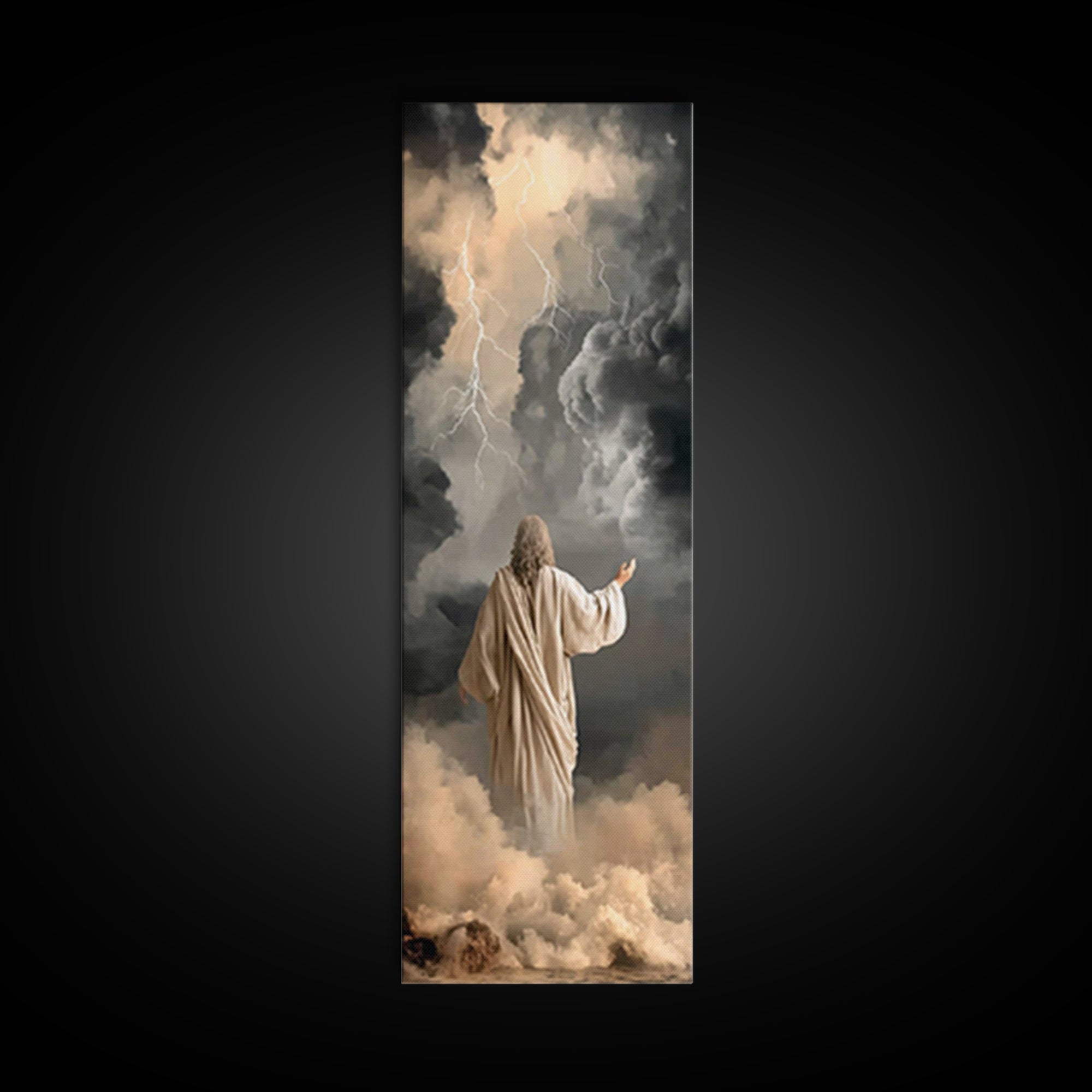 Storms Of Covenant – Framed Canvas Print – Christian Wall Art – Jesus Painting – Narrow Art – Christian Art Canvas – Christian Decor