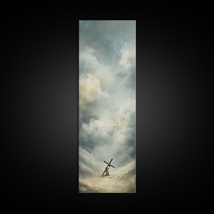 Comforting Light, Framed Canvas Print, Christian Wall Art, Modern Christian Art, Narrow Art, Jesus Painting Canvas, Christian Decorations