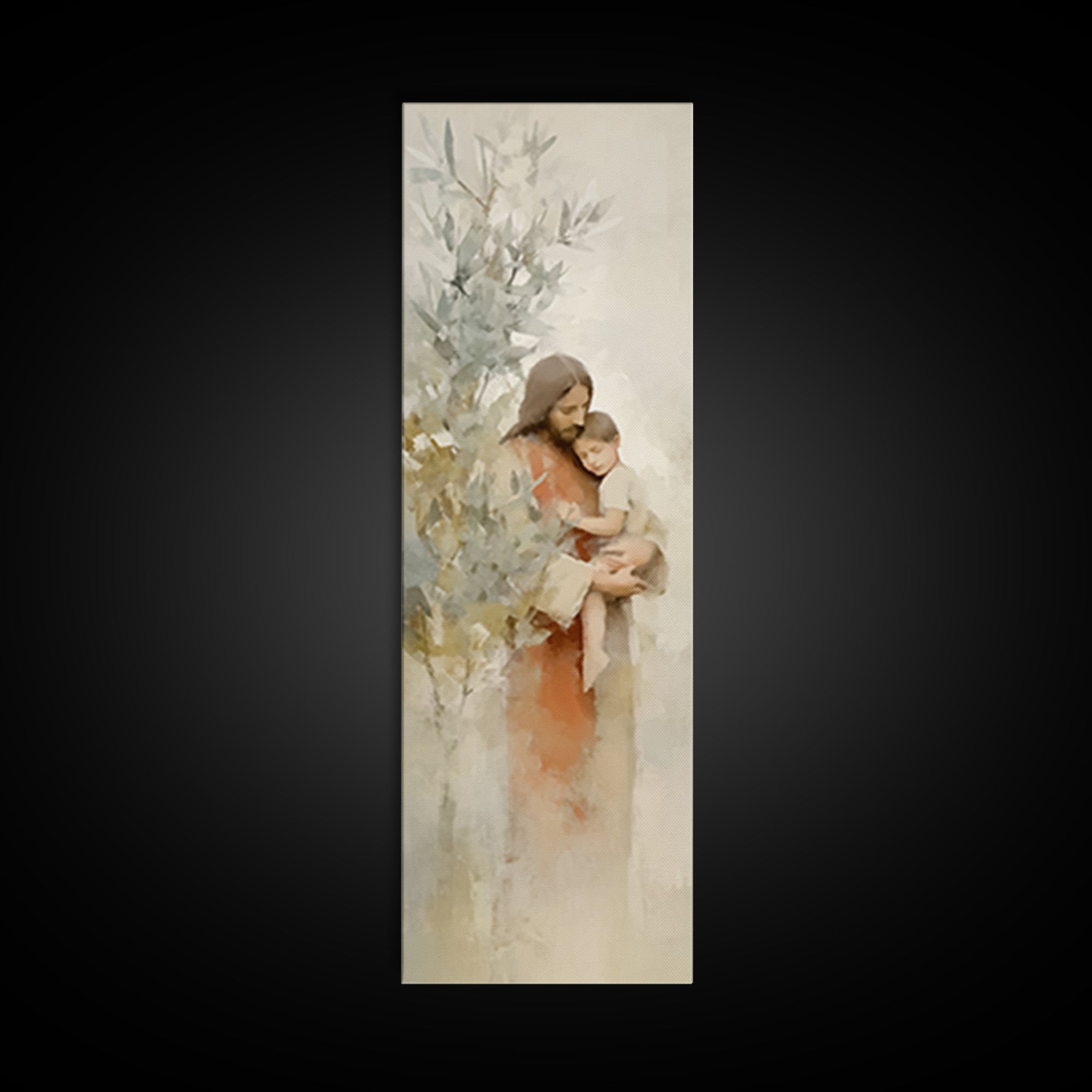 Olive Tree Promise | Framed Canvas Print | Christian Art Canvas | Jesus Painting | Modern Christian Art | Skinny Art | Christian Wall Art |