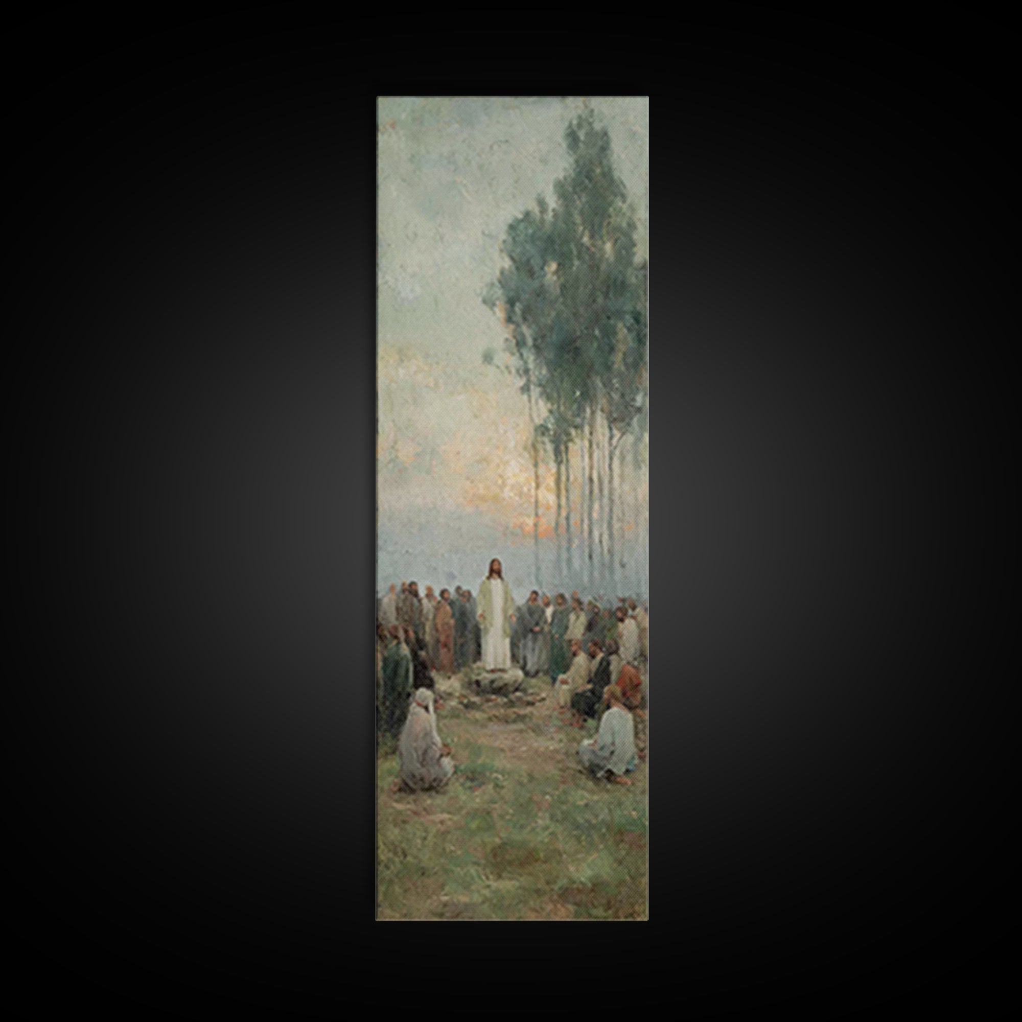 Shoreline Grace | Framed Canvas Print | Christian Art Print | Jesus Painting | Christian Wall Art | Tall Narrow Wall Art | Christian Christ