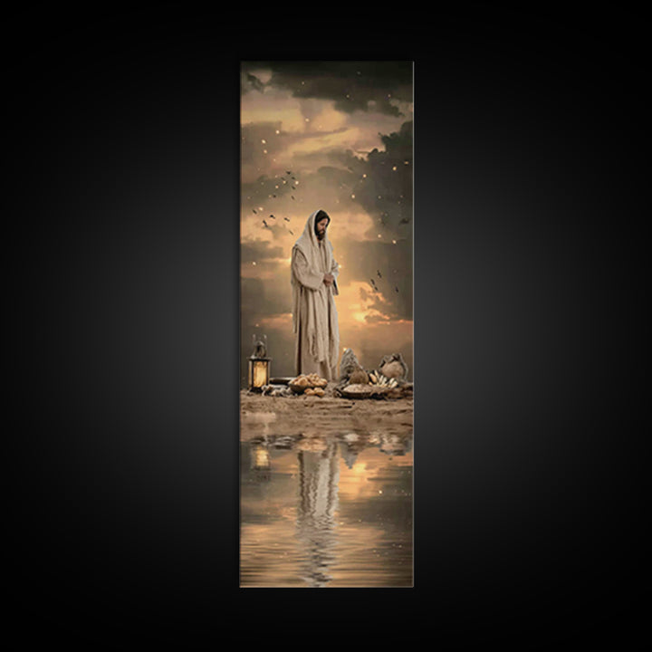 Blessed Provision | Framed Canvas Print | Christian Art Canvas | Jesus Painting | Christian Wall Art | Narrow Art | Modern Christian Art |